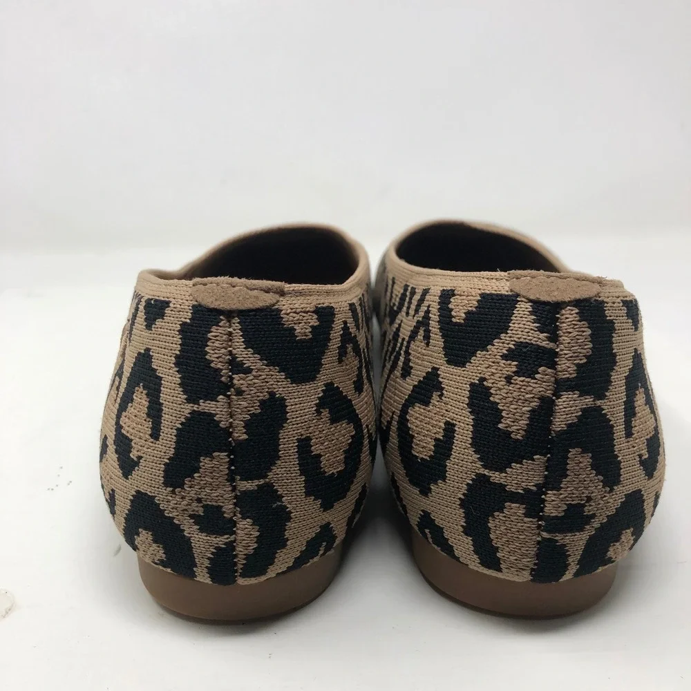 Vivaia Flats Womens 40 US 9 Leopard Print Square Toe Knit Sustainable Shoes
